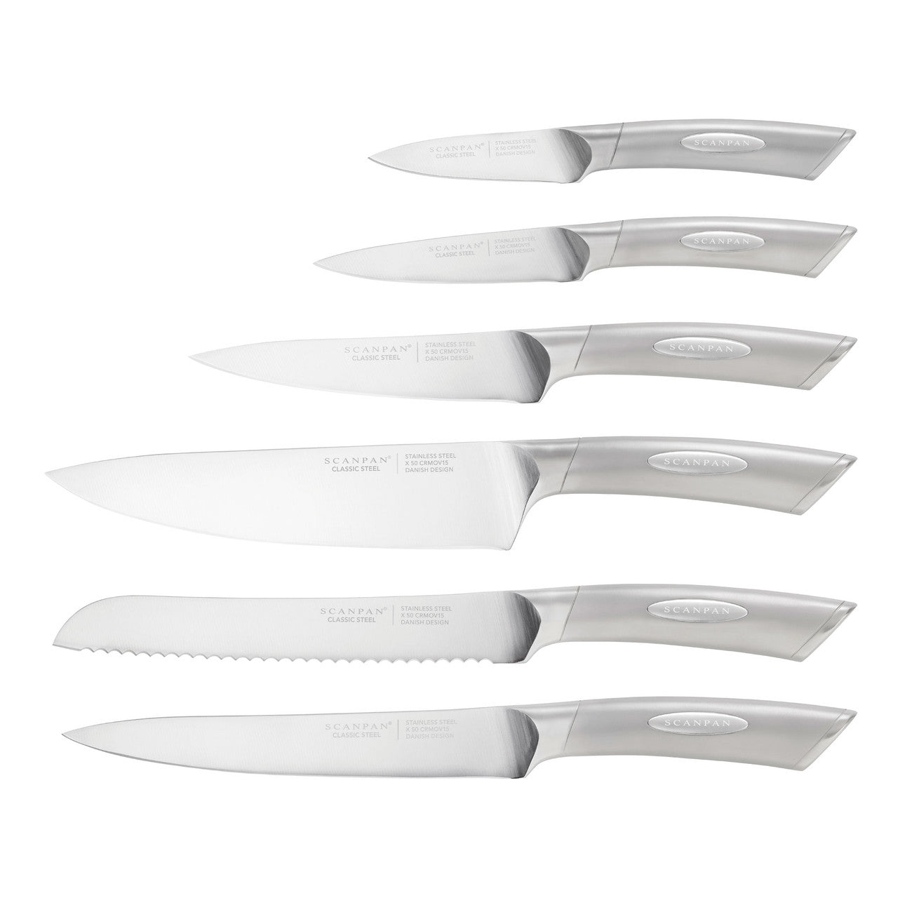 Classic Steel 7 Piece Step Knife Block Set