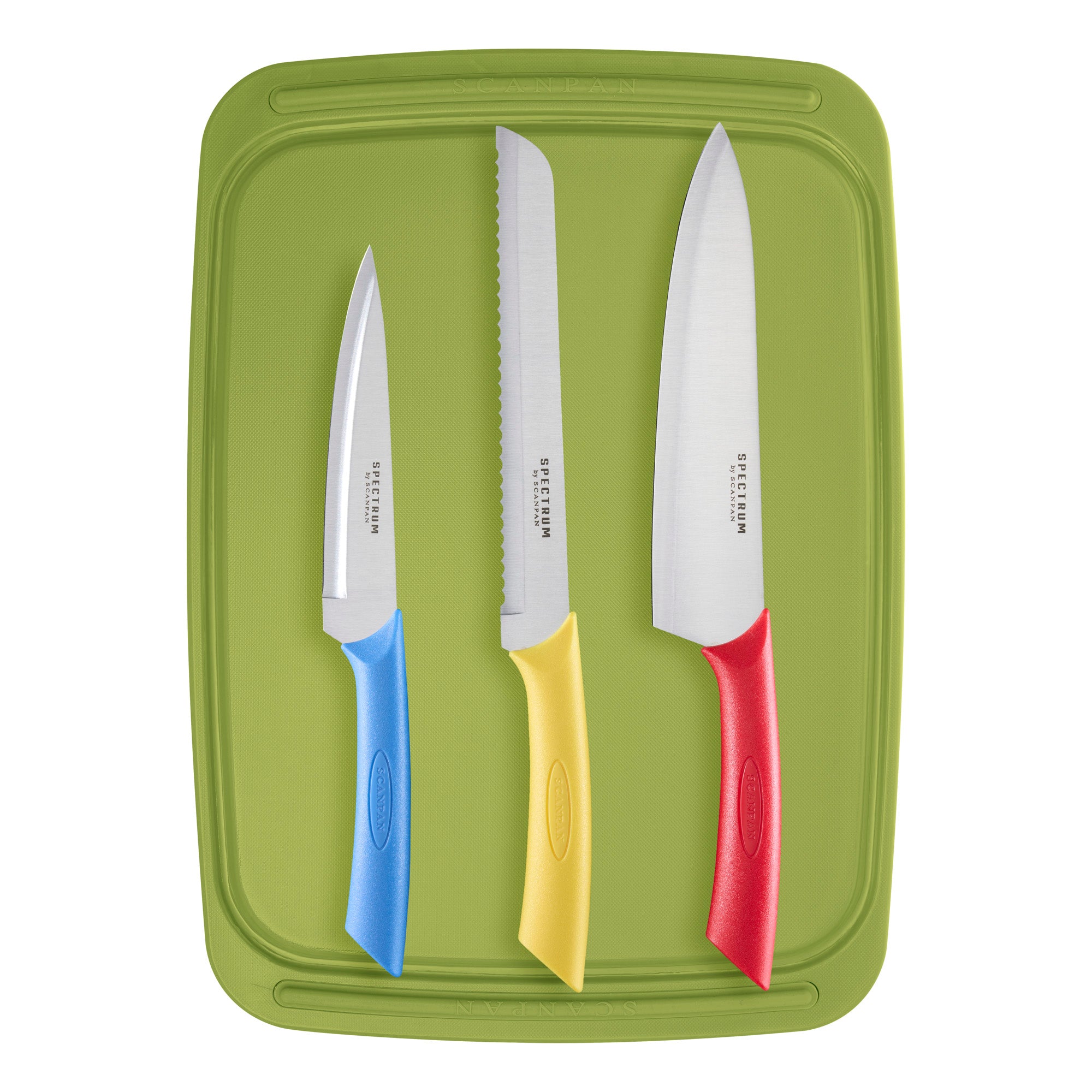 Spectrum by SCANPAN 4 Piece Knife and Board Set, Coloured