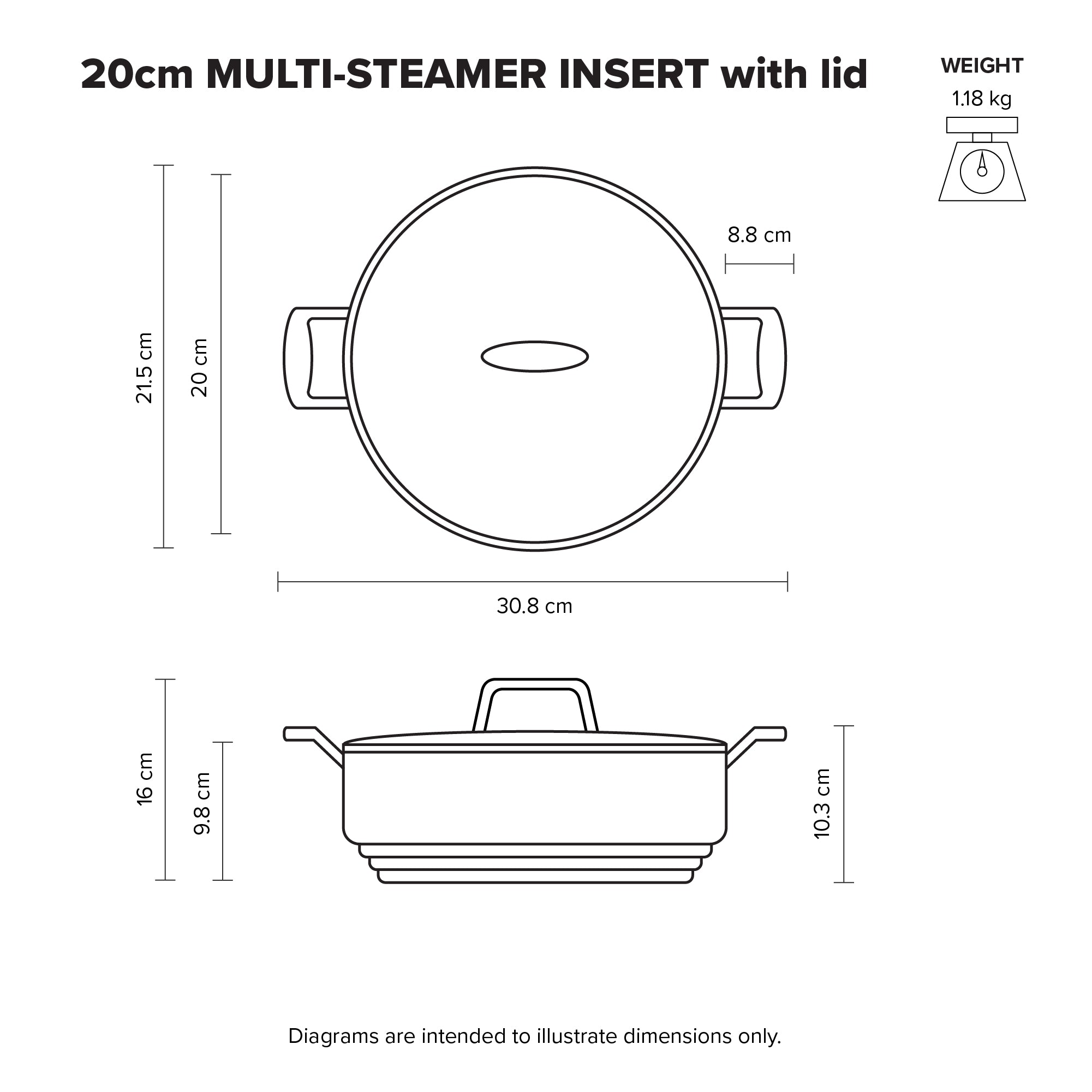 Impact 16/18/20cm Multi Steamer Insert with Lid